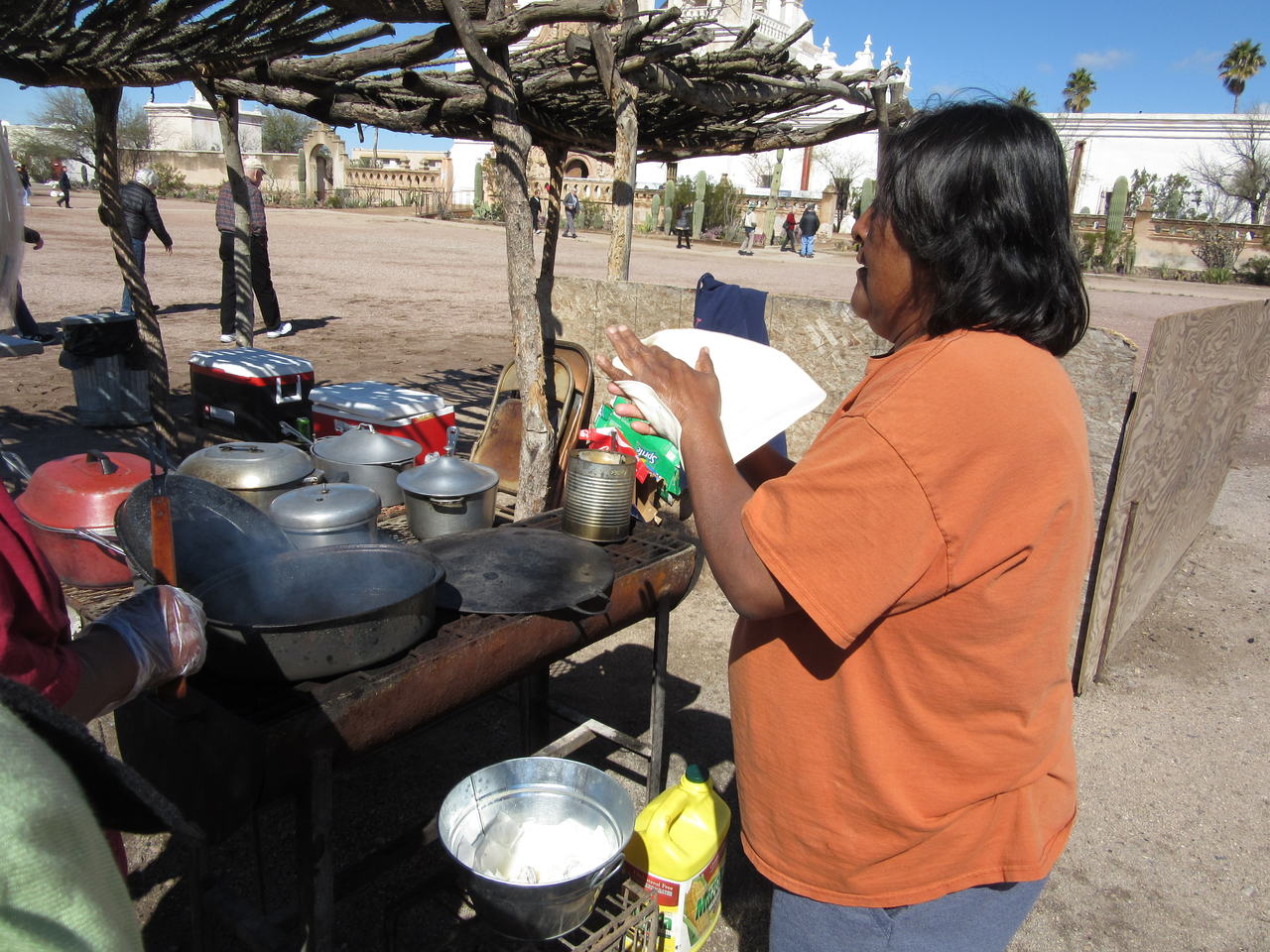 Indian frying bread being made at Mission San Xavier del Bac, Tucson Arizona