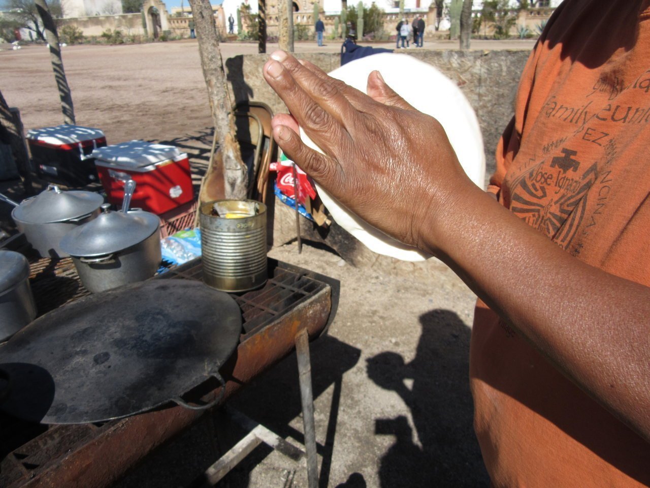 Indian frying bread being made at Mission San Xavier del Bac, Tucson Arizona